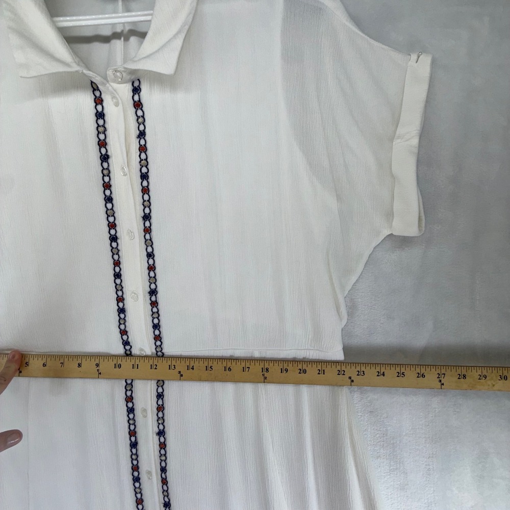Now + Gen x Sonoma White Embroidered Tassel Belted Shirt Dress Plus Size 2X - Picture 5 of 10